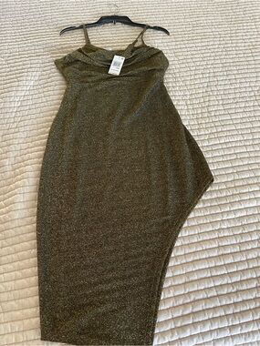Gold Metallic Asymmetrical Bodycon Dress